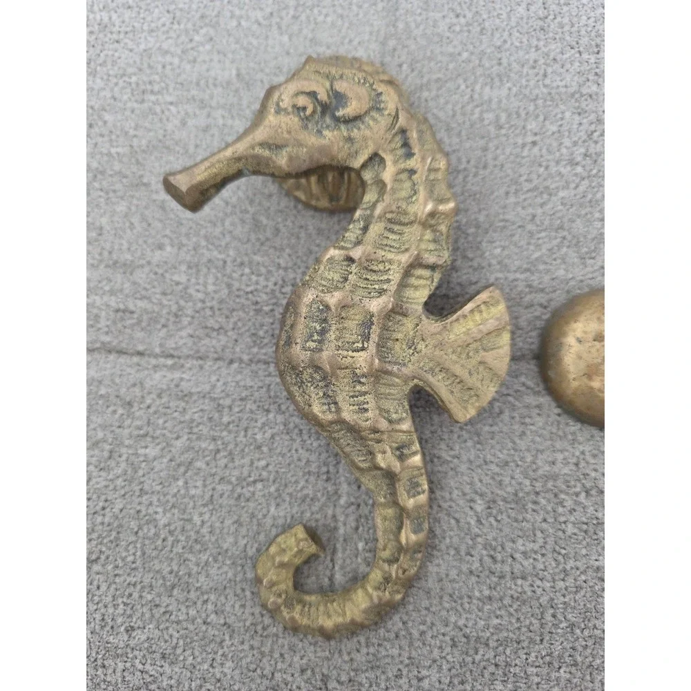 Vintage Sea Horse Door Handle Knocker Decorative 